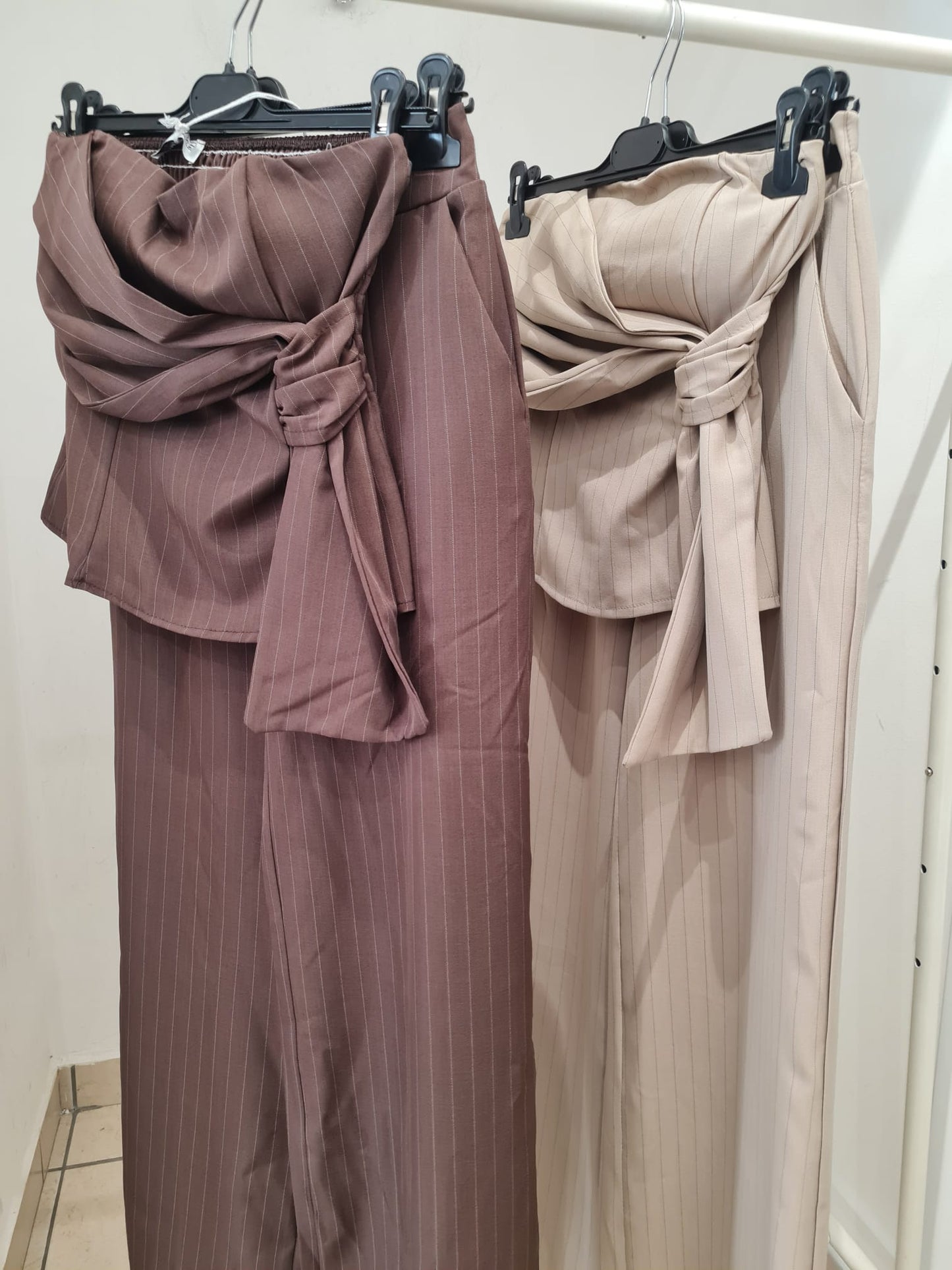Completo Bustier con Pantaloni Wide Leg