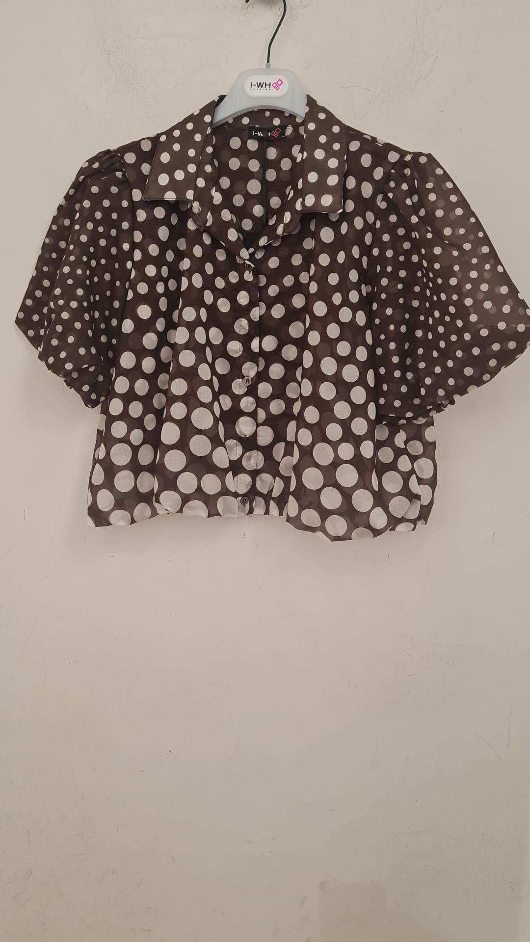 Camicia a Pois con Maniche a Palloncino