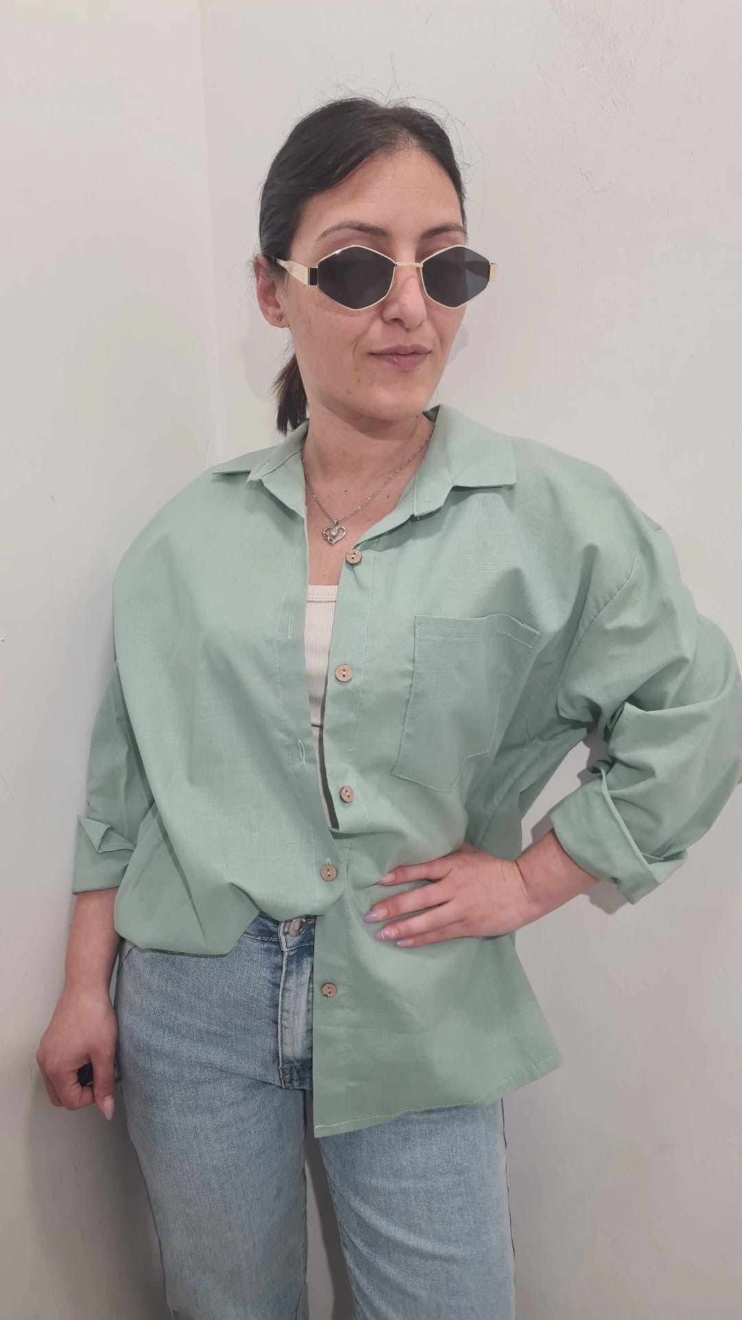 Camicia Oversize in Misto Lino