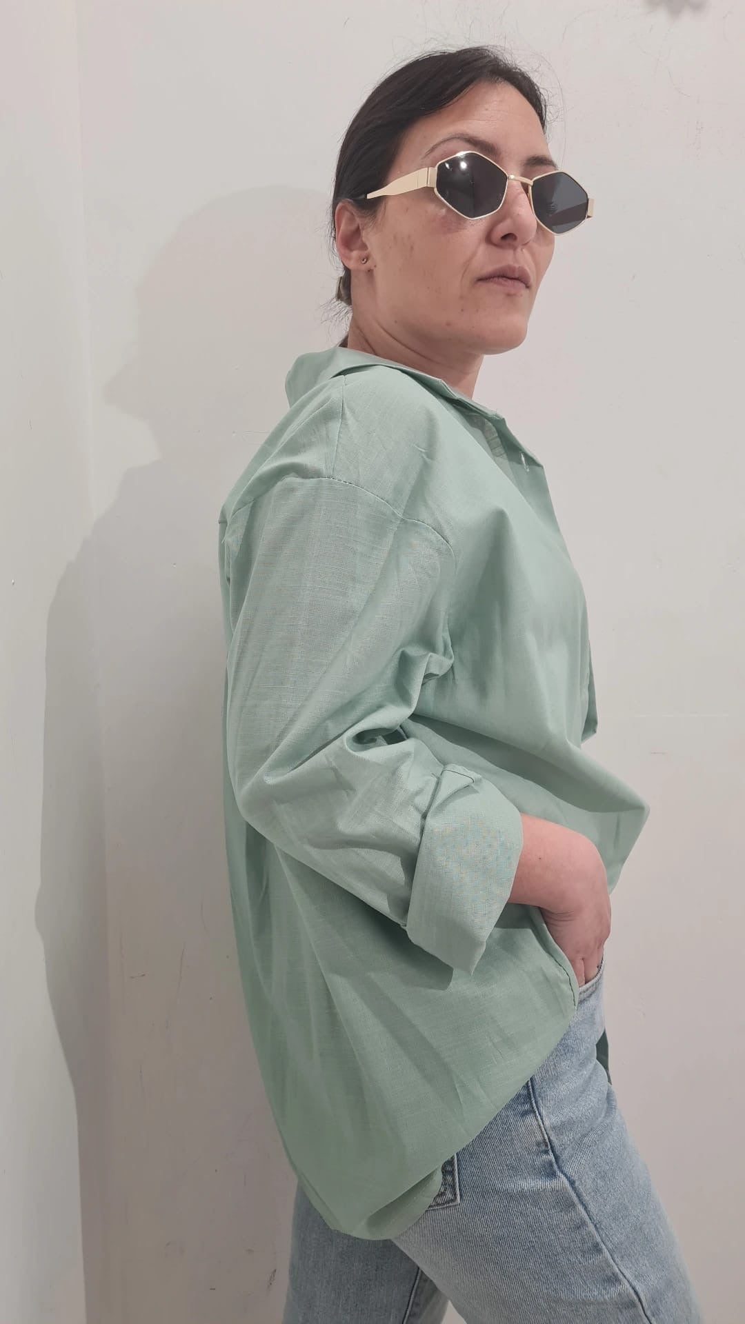 Camicia Oversize in Misto Lino