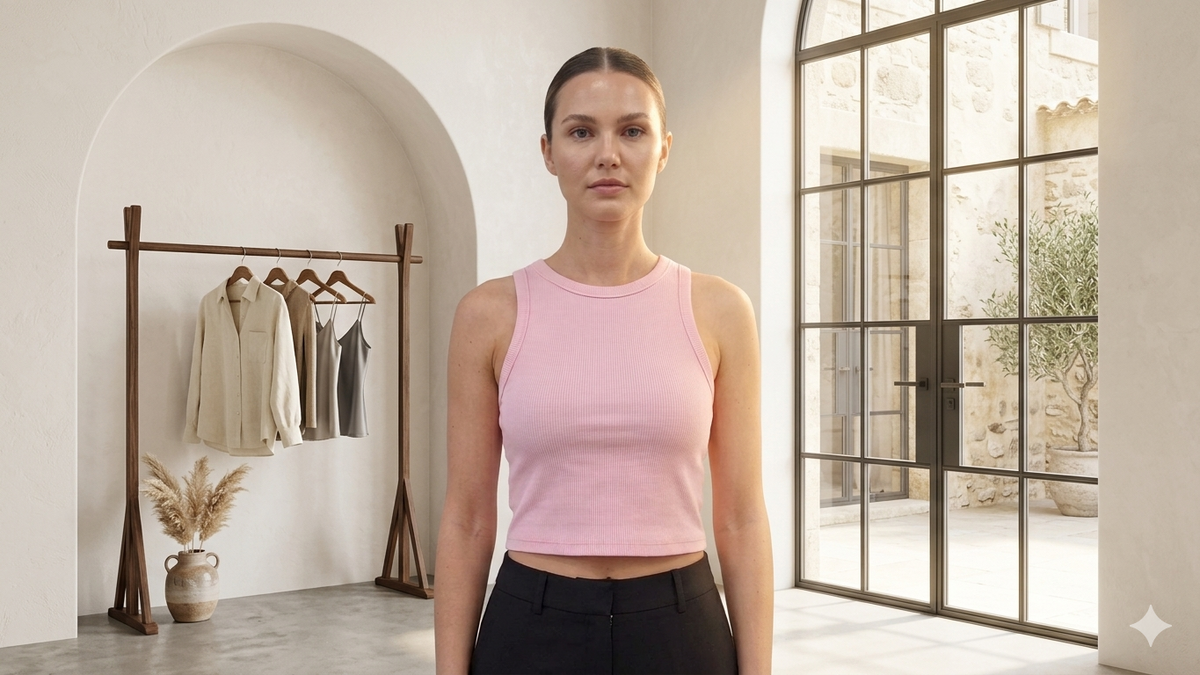 Crop Top Costine Senza Maniche