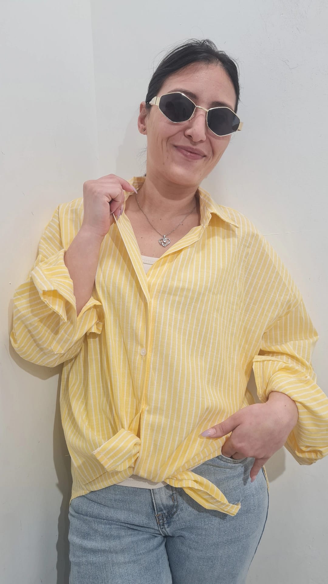 Camicia a Righe Simil Lino – Oversize