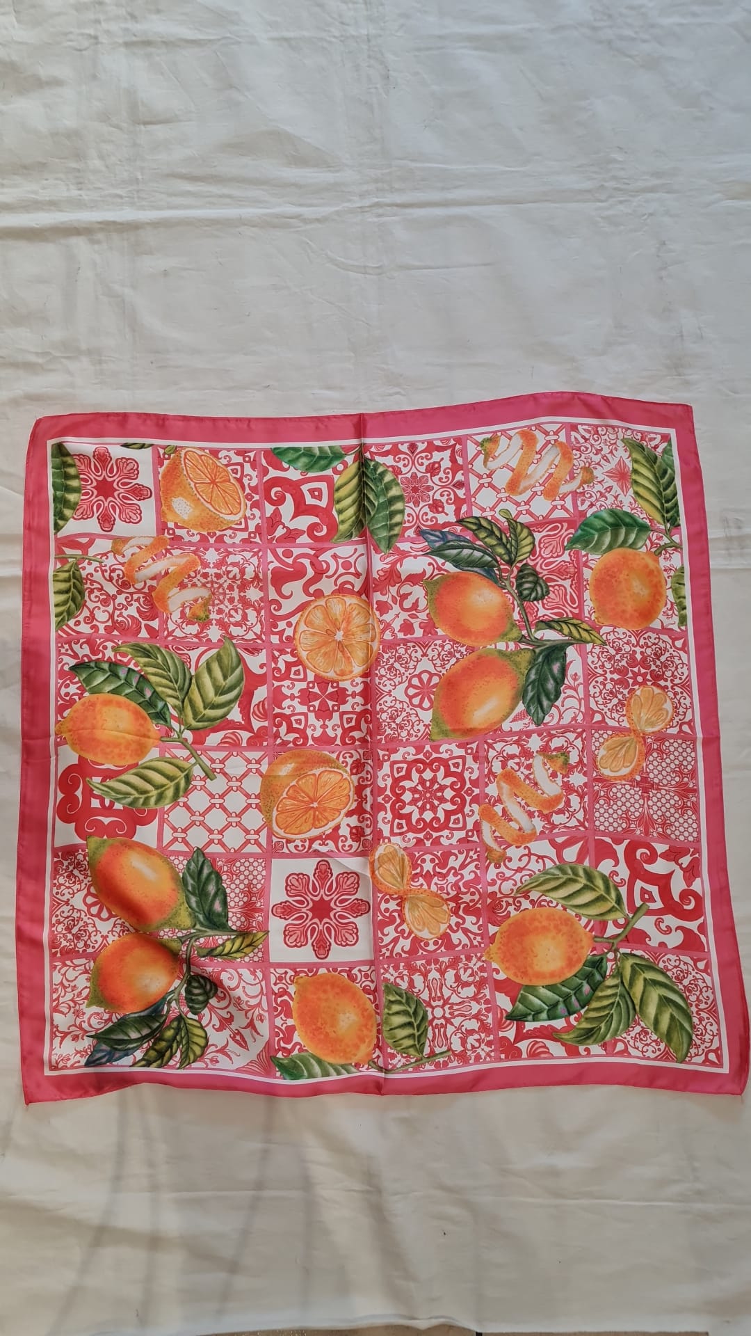 Foulard Quadrato Stampa Limoni e Maioliche