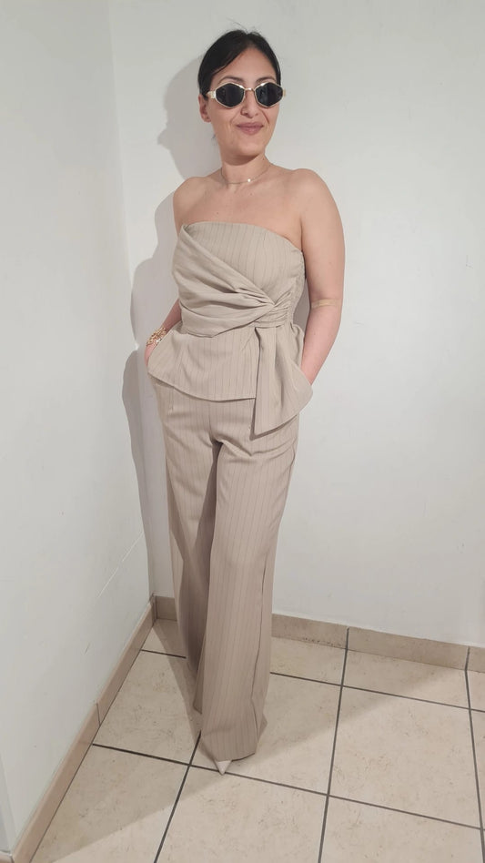 Completo Bustier con Pantaloni Wide Leg