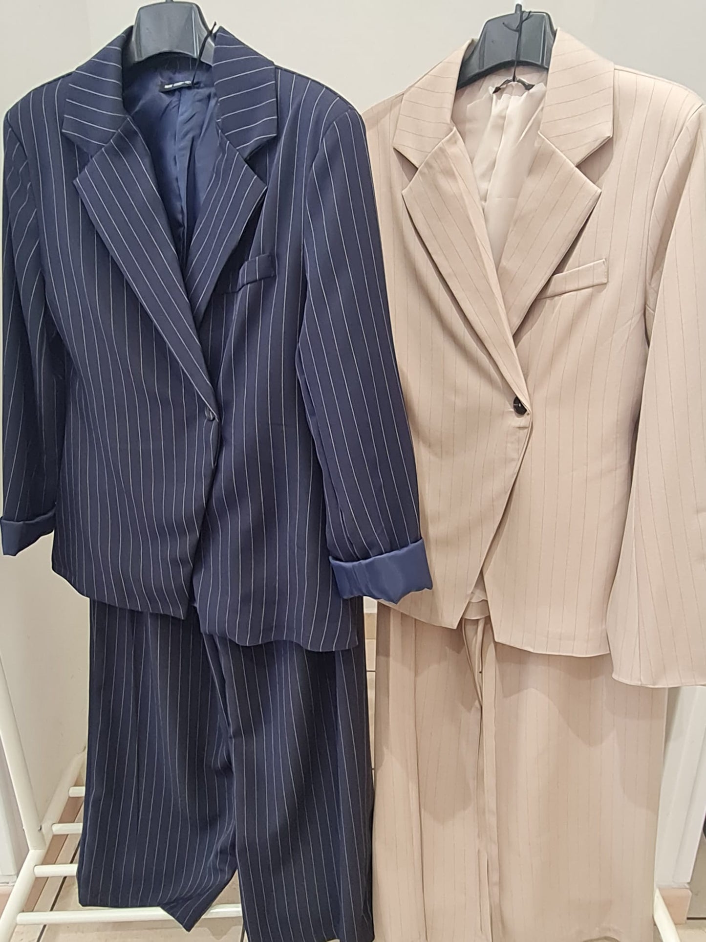 Tailleur Gessato Giacca & Pantalone Wide Leg