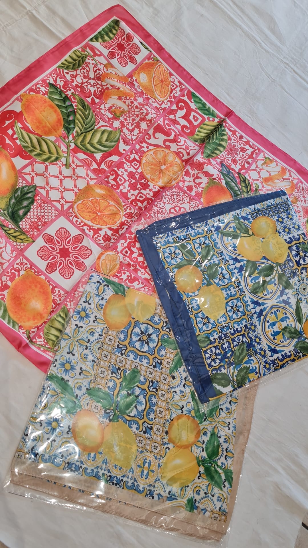 Foulard Quadrato Stampa Limoni e Maioliche