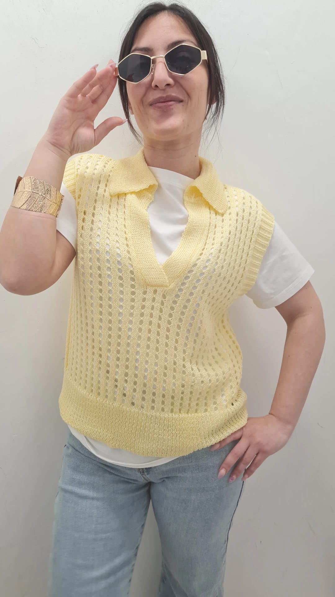 Gilet Traforato con Colletto