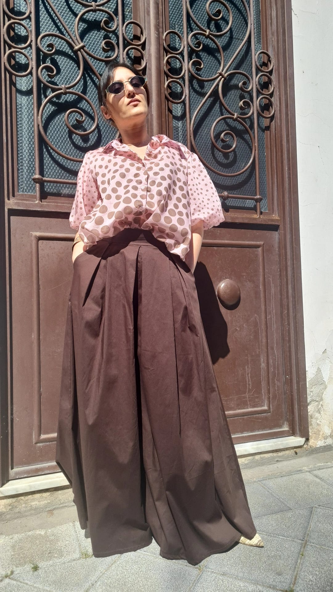 Pantagonna in Cotone con Pieghe