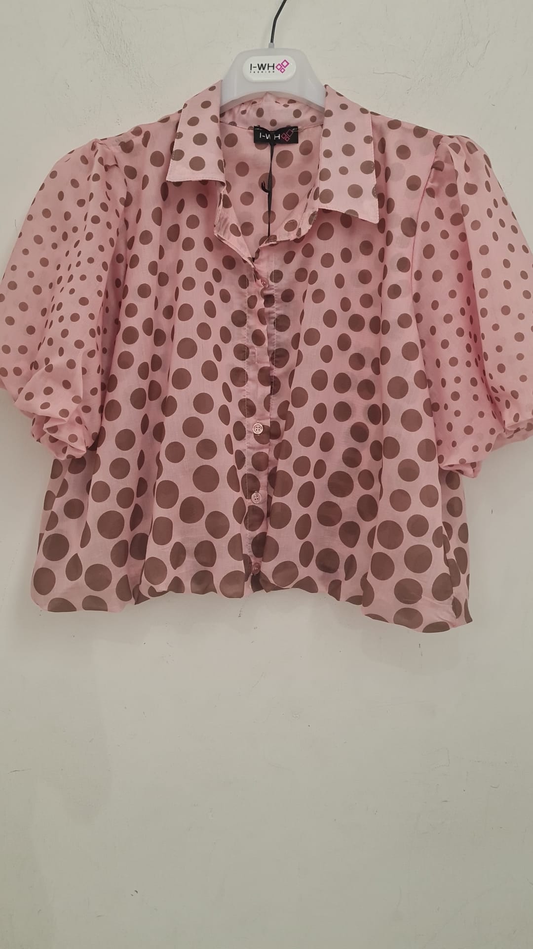 Camicia a Pois con Maniche a Palloncino