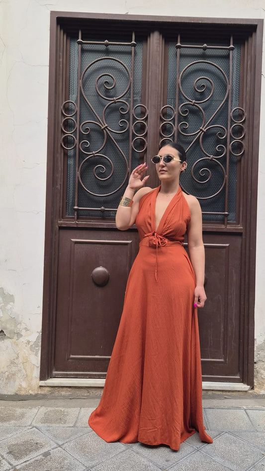 Abito America maxi donna in viscosa vista frontale