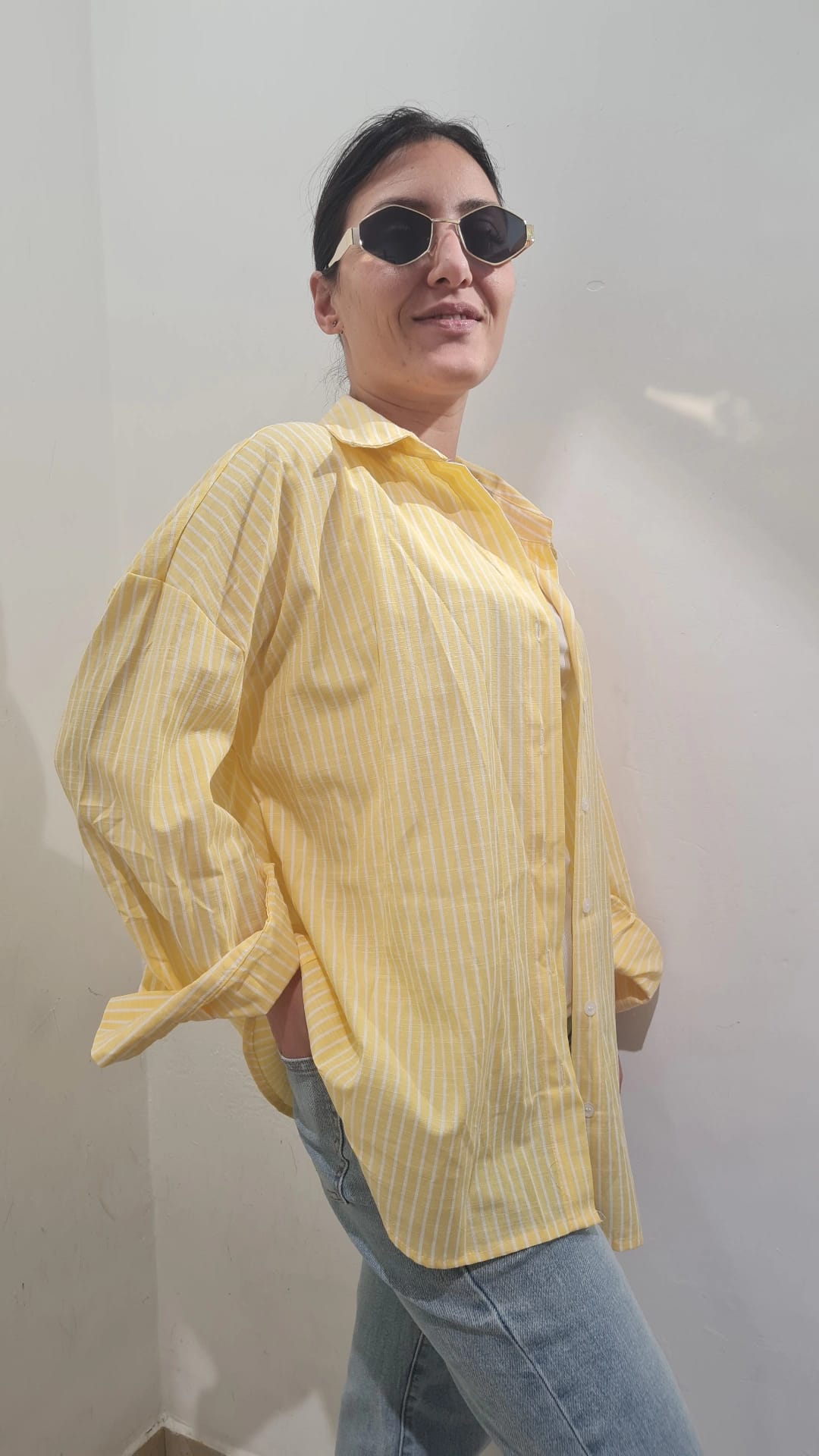 Camicia a Righe Simil Lino – Oversize