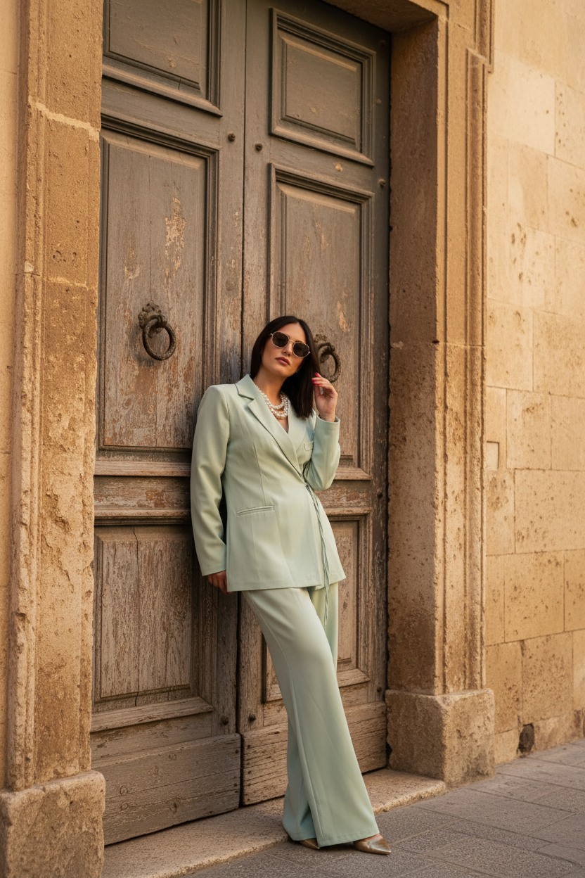 Completo Tailleur Verde Acqua
