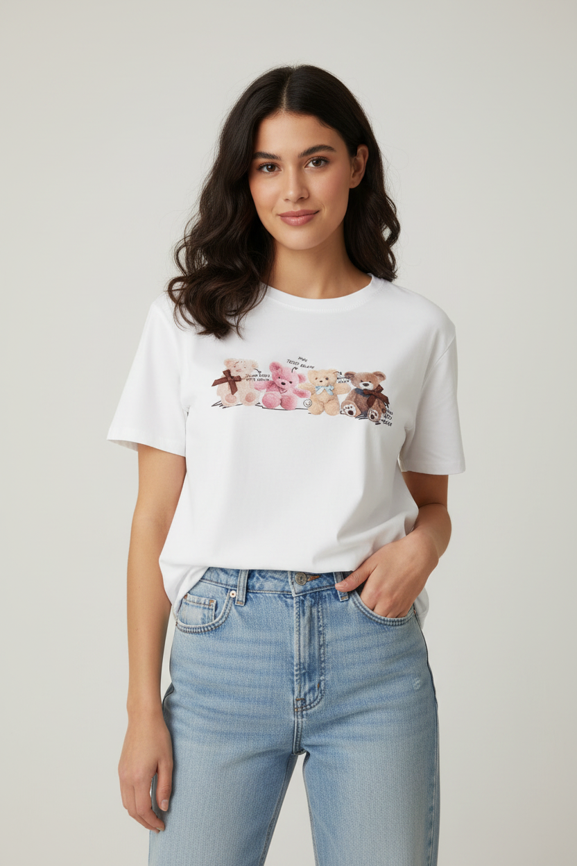 T-Shirt Teddy Bear Gang indossata