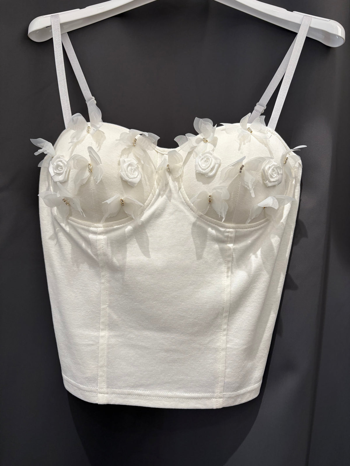 Top Corsetto con Applicazioni Floreali 3D